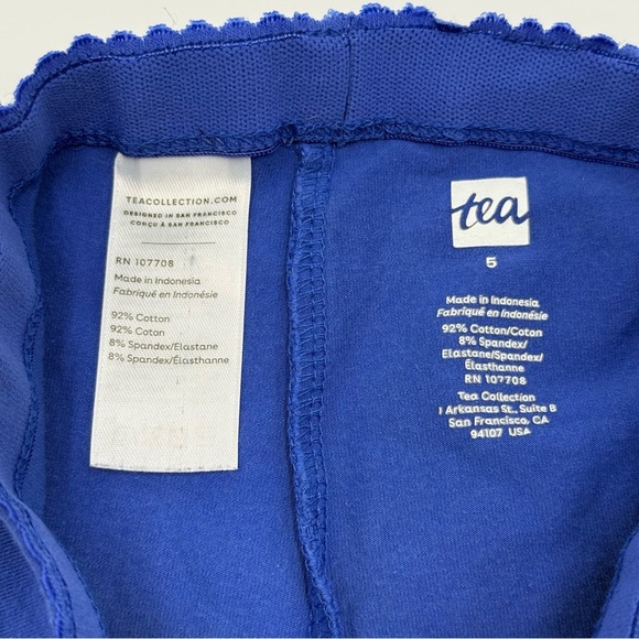 Tea Collection Girls Solid Leggings Royal Blue 5 Cotton Blend - Picture 2 of 6